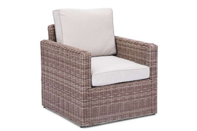 Primrose Living Luxury Rattan Straight Arm Single Armchair Brown