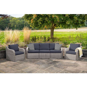Primrose Living Peony Luxury Rattan 5 Seater Garden Sofa Set in Pebble