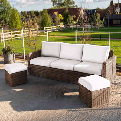 Primrose Living Rattan 5 Seater Garden Sofa and Foot Stool Set | DIY at B&Q