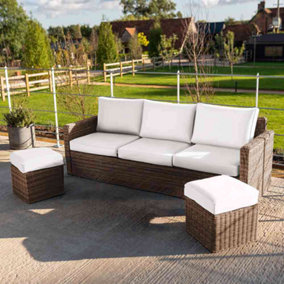 Primrose Living Rattan 5 Seater Garden Sofa and Foot Stool Set