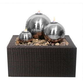 Primrose Magma Triple Sphere Stainless Steel Fire & Water Feature H59cm