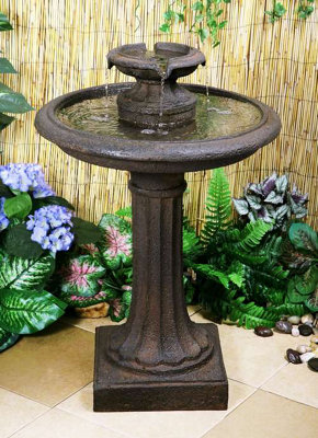 Primrose Maleda Antique Effect Bird Bath Outdoor Water Fountain H71cm