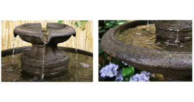 Primrose Maleda Antique Effect Bird Bath Outdoor Water Fountain H71cm