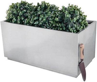 Primrose Medium Garden Zinc Galvanised Kick-Bottom Trough Planter in Platinum 80cm