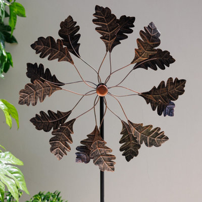 Primrose Metal Leaf Kinetic Wind Spinner in Gold 65cm