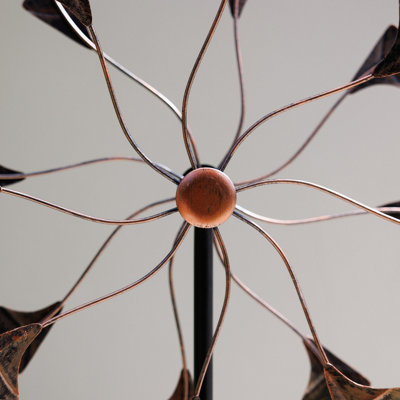 Primrose Metal Leaf Kinetic Wind Spinner in Gold 65cm