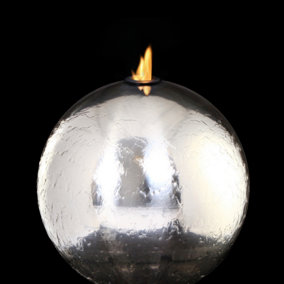 Primrose Modern Stainless Steel Sphere Fire & Water Feature Indoor & Outdoor Use 50cm