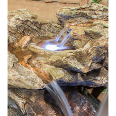 Primrose Montana Falls Log and Rock Effect Cascade Water Feature Garden ...