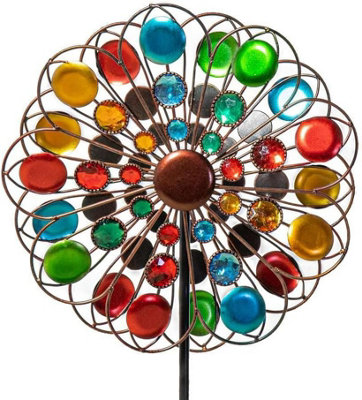 Primrose Multicolour Sparkling Wind Spinner Whirlygig Pinwheel Ornament Decoration Wind Sculpture 34cm