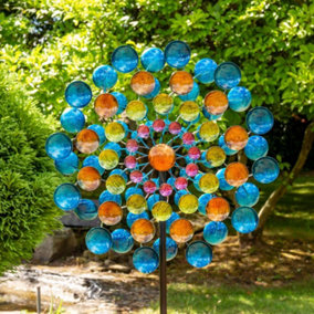 Primrose Multicoloured Gem Wind Spinner Whirlygig Pinwheel Wind Sculpture Ornament Decoration 61cm