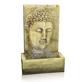 Primrose Nirvana Buddha Falls Water Feature with Lights Indoor Outdoor Use H100cm