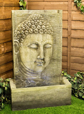 Primrose Nirvana Buddha Falls Water Feature with Lights Indoor Outdoor Use H100cm