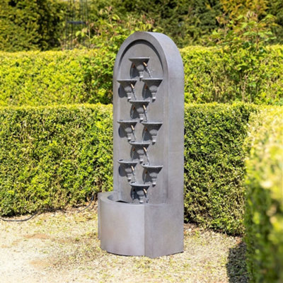 Primrose Obidos Tiered Cascading Zinc Water Feature 109cm