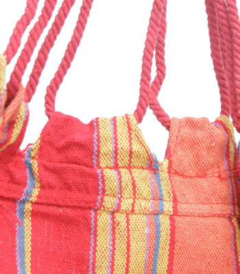 Primrose Orange & Red Stripe Single Outdoor Garden Hammock with Travel Bag & Fittings Included