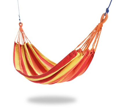 Primrose Orange & Yellow Outdoor Garden Single Hammock With Stand and Carry Bag Included