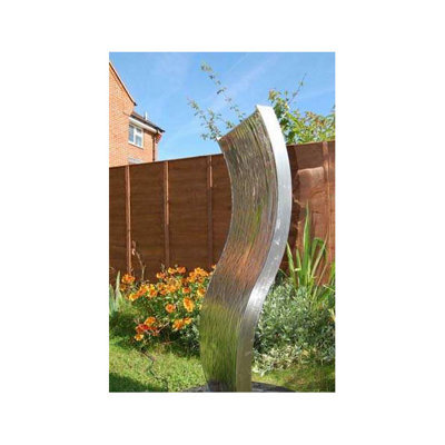 Primrose Outdoor Double Sided Curved Stainless Steel Water Wall 180cm