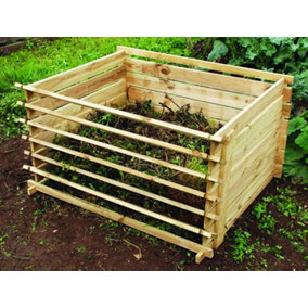 Primrose Outdoor Slatted Wooden Composter Large Natural Compost Bin 718 Litres