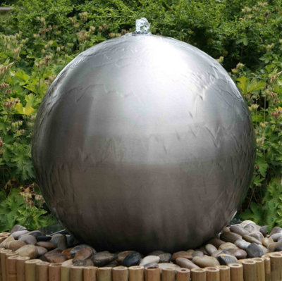 Primrose Outdoor Stainless Brushed Steel Water Feature Sphere 60cm