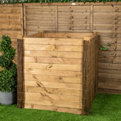 Primrose Outdoor Wooden Compost Bin 1000 Litre Composter with Slatted Design 100cm - 3