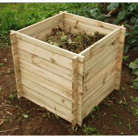 Primrose Outdoor Wooden Compost Bin 373 Litre Composter with Slatted Design 73cm