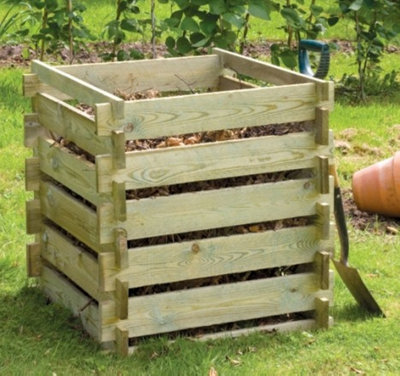 Primrose Outdoor Wooden Compost Bin 373 Litre Composter with Slatted Design 73cm