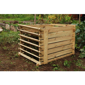 Primrose Outdoor Wooden Compost Bin 449 Litre Composter with Slatted Design 75cm