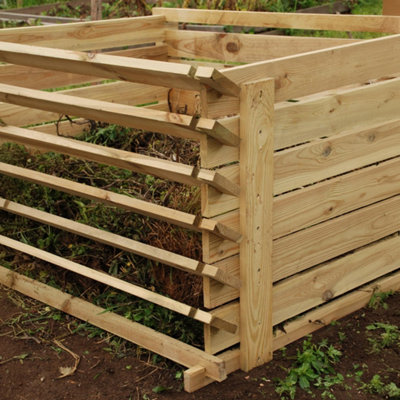 Primrose Outdoor Wooden Compost Bin 449 Litre Composter with Slatted ...