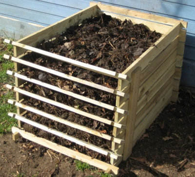 Primrose Outdoor Wooden Compost Bin 449 Litre Composter with Slatted Design 75cm - 5