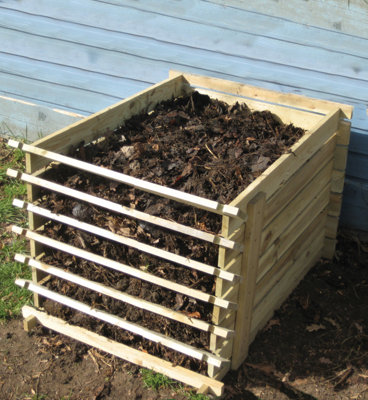 Primrose Outdoor Wooden Compost Bin 449 Litre Composter with Slatted Design 75cm - 6