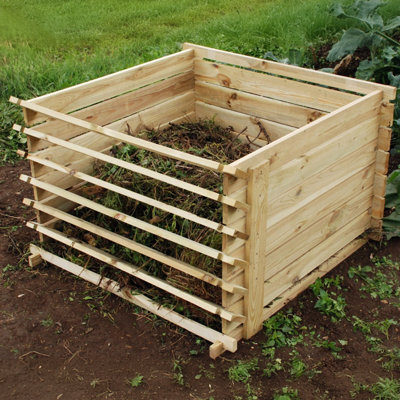 Primrose Outdoor Wooden Compost Bin 530 Litre Composter with Slatted Design 92cm