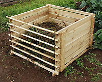 Primrose Outdoor Wooden Compost Bin 530 Litre Composter with Slatted Design 92cm