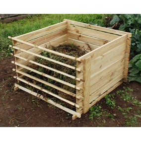 Primrose Outdoor Wooden Compost Bin 530 Litre Composter with Slatted Design 92cm