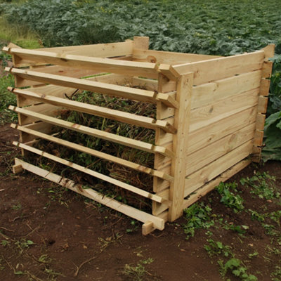 Primrose Outdoor Wooden Compost Bin 530 Litre Composter with Slatted Design 92cm