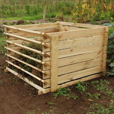 Primrose Outdoor Wooden Compost Bin 530 Litre Composter with Slatted Design 92cm - 3