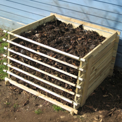 Primrose Outdoor Wooden Compost Bin 530 Litre Composter with Slatted Design 92cm - 5