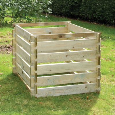 Primrose Outdoor Wooden Compost Bin 605 Litre Composter with Slatted Design 93cm