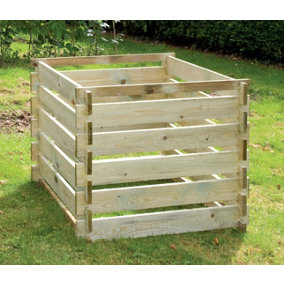 Primrose Outdoor Wooden Compost Bin 605 Litre Composter with Slatted Design 93cm