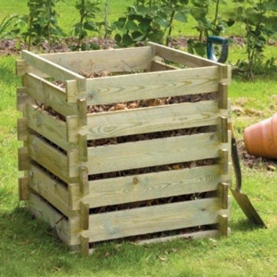 Primrose Outdoor Wooden Compost Bin 605 Litre Composter with Slatted Design 93cm
