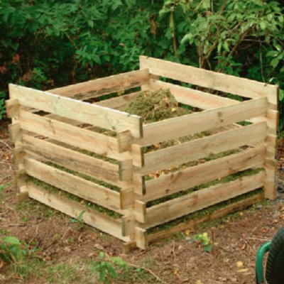 Primrose Outdoor Wooden Compost Bin 605 Litre Composter with Slatted Design 93cm - 3