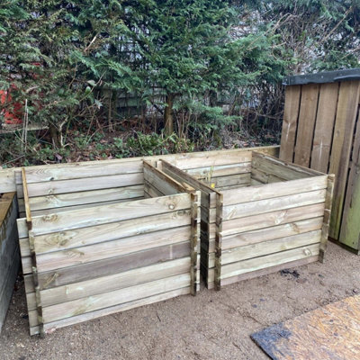 Primrose Outdoor Wooden Compost Bin 605 Litre Composter with Slatted Design 93cm - 4