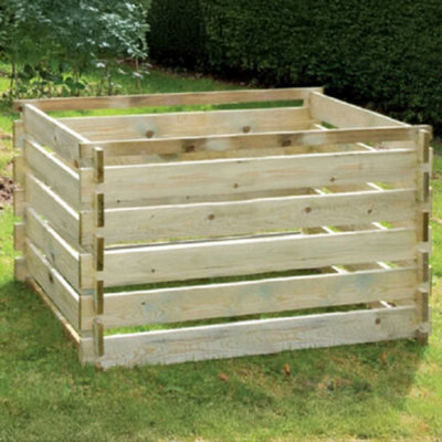 Primrose Outdoor Wooden Compost Bin Extra Large 1575 Litre Composter with Slatted Design 150cm