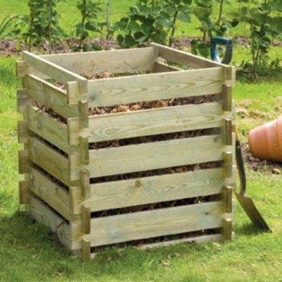 Primrose Outdoor Wooden Compost Bin Extra Large 1575 Litre Composter with Slatted Design 150cm