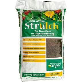 Primrose Pack of 2 9kg Strulch Mineralised Straw Garden Allotment Mulch Bags 200L