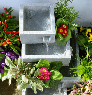 Primrose Perth Solar 4-Tier Herb Planter Cascading Outdoor Water Feature H42cm