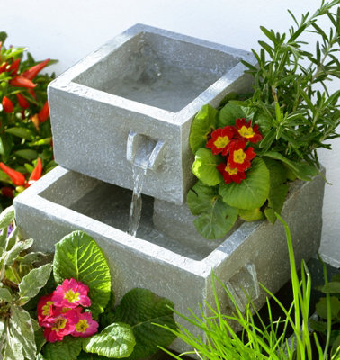 Primrose Perth Solar 4-Tier Herb Planter Cascading Outdoor Water Feature H42cm