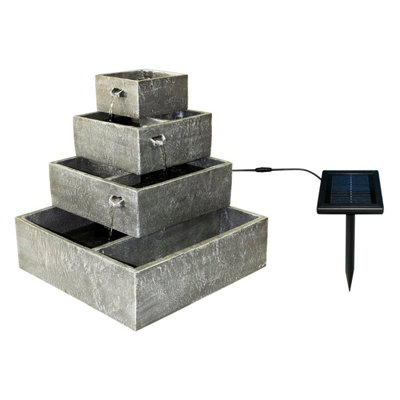 Primrose Perth Solar 4-Tier Herb Planter Cascading Outdoor Water Feature H42cm