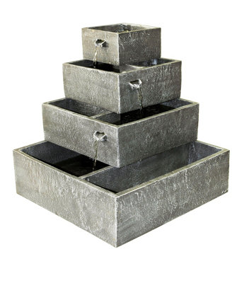 Primrose Perth Solar 4-Tier Herb Planter Cascading Outdoor Water Feature H42cm