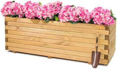 Primrose Pine Raised Flower Bed Planed Trough Planter - Treated Durable Pine & Responsibly Sourced Timber 110cm - 6