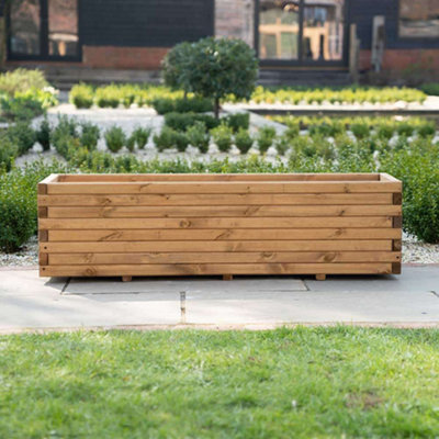 Primrose Pine Raised Flower Bed Planed Trough Planter - Treated Durable Pine & Responsibly Sourced Timber 140cm