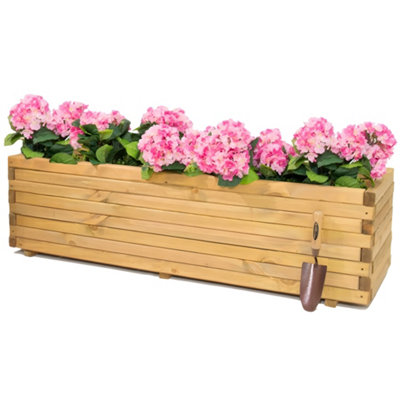 Primrose Pine Raised Flower Bed Planed Trough Planter - Treated Durable Pine & Responsibly Sourced Timber 140cm - 3